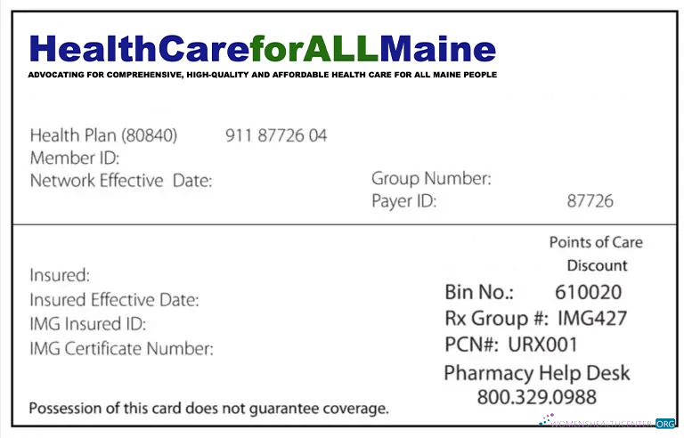 Download Maine health insurance card Photoshop template